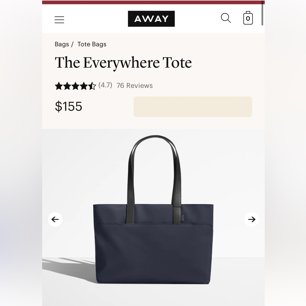 Away Everywhere Tote - Navy & Never worn